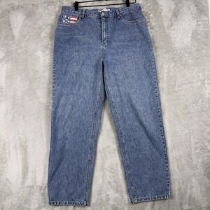 Tommy Hilfiger WOMENS SZ 18 Wide Leg Baggy‎ Jeans America Flag VINTAGE Y2K '01